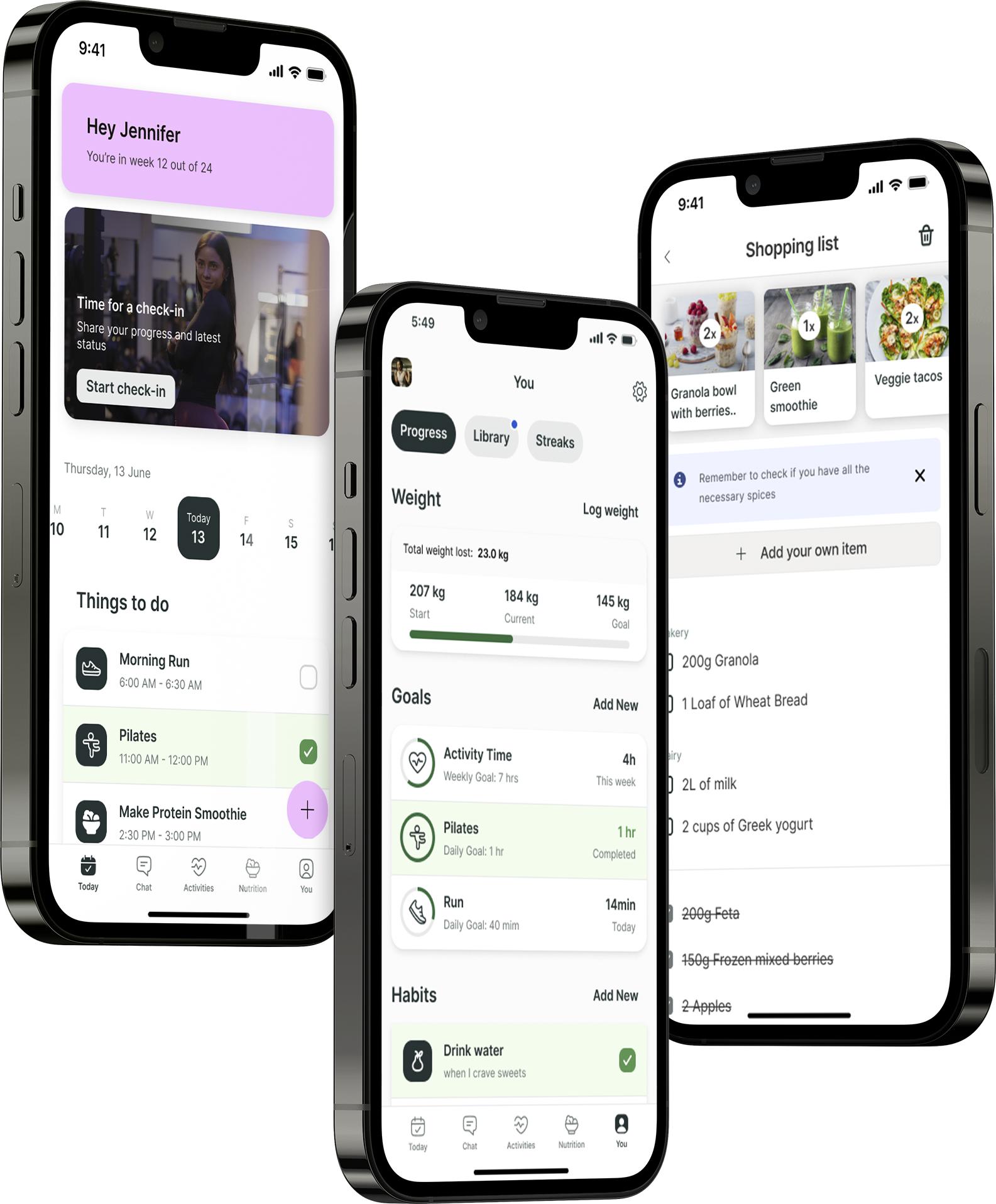 A mockup of the coaching app showcasing the features.